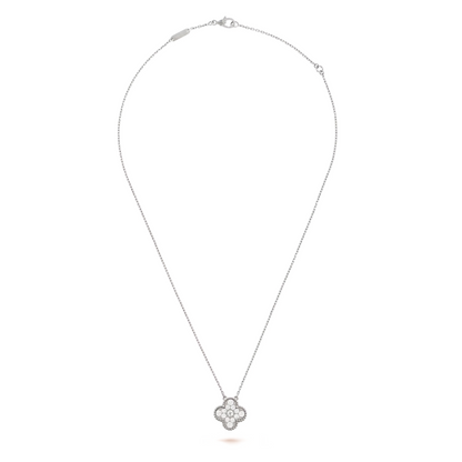 FORTUNE CLOVER NECKLACE | WHITE/SILVER