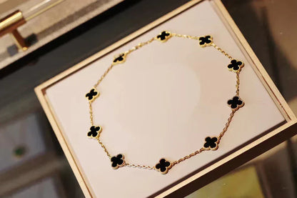 FLORAL CLOVER NECKLACE 10 MOTIFS - BLACK