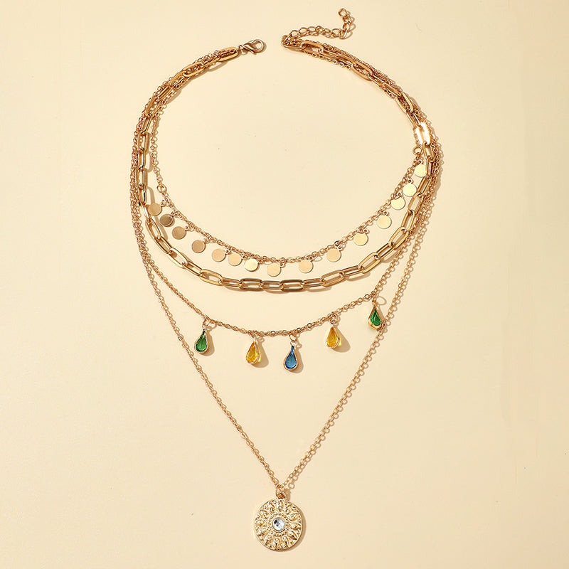 MULTILAYER NECKLACE WITH CRYSTALS