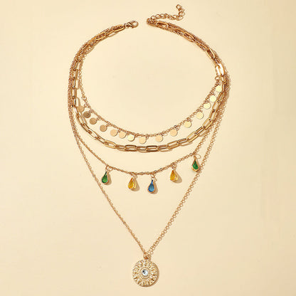 MULTILAYER NECKLACE WITH CRYSTALS