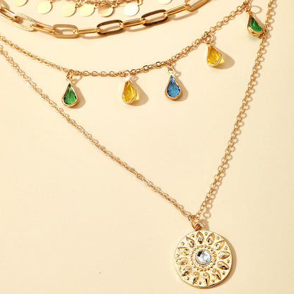 MULTILAYER NECKLACE WITH CRYSTALS
